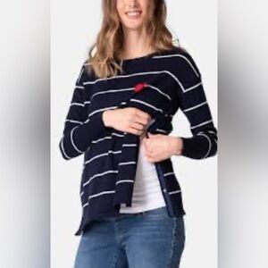 Seraphine Navy and White Striped Maternity Sweater